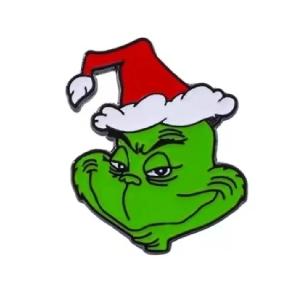 Grinch Enamel Pin with Santa Hat